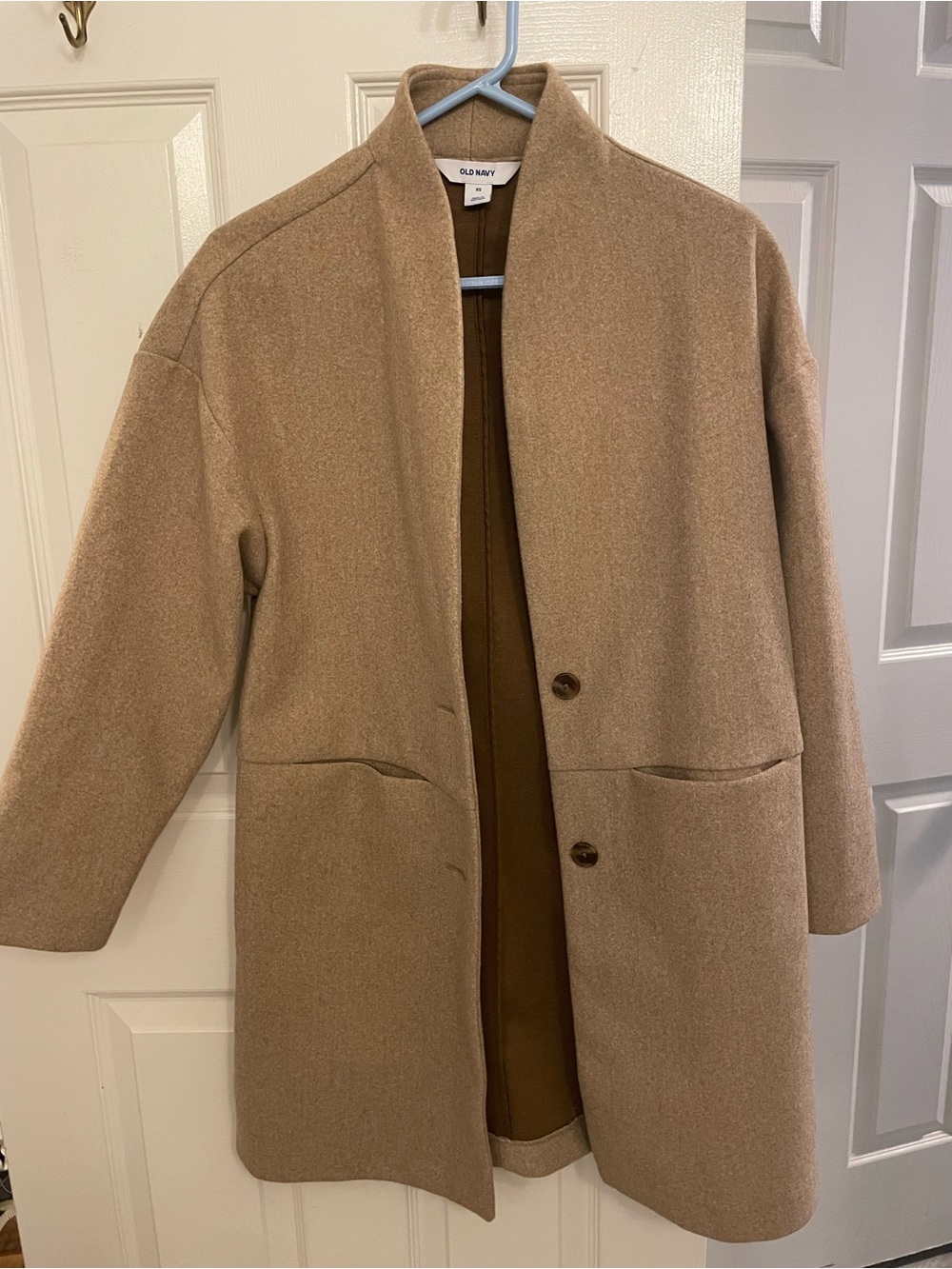 Old navy camel brushed wool coat sz XS but oversized , like new , front pockets
